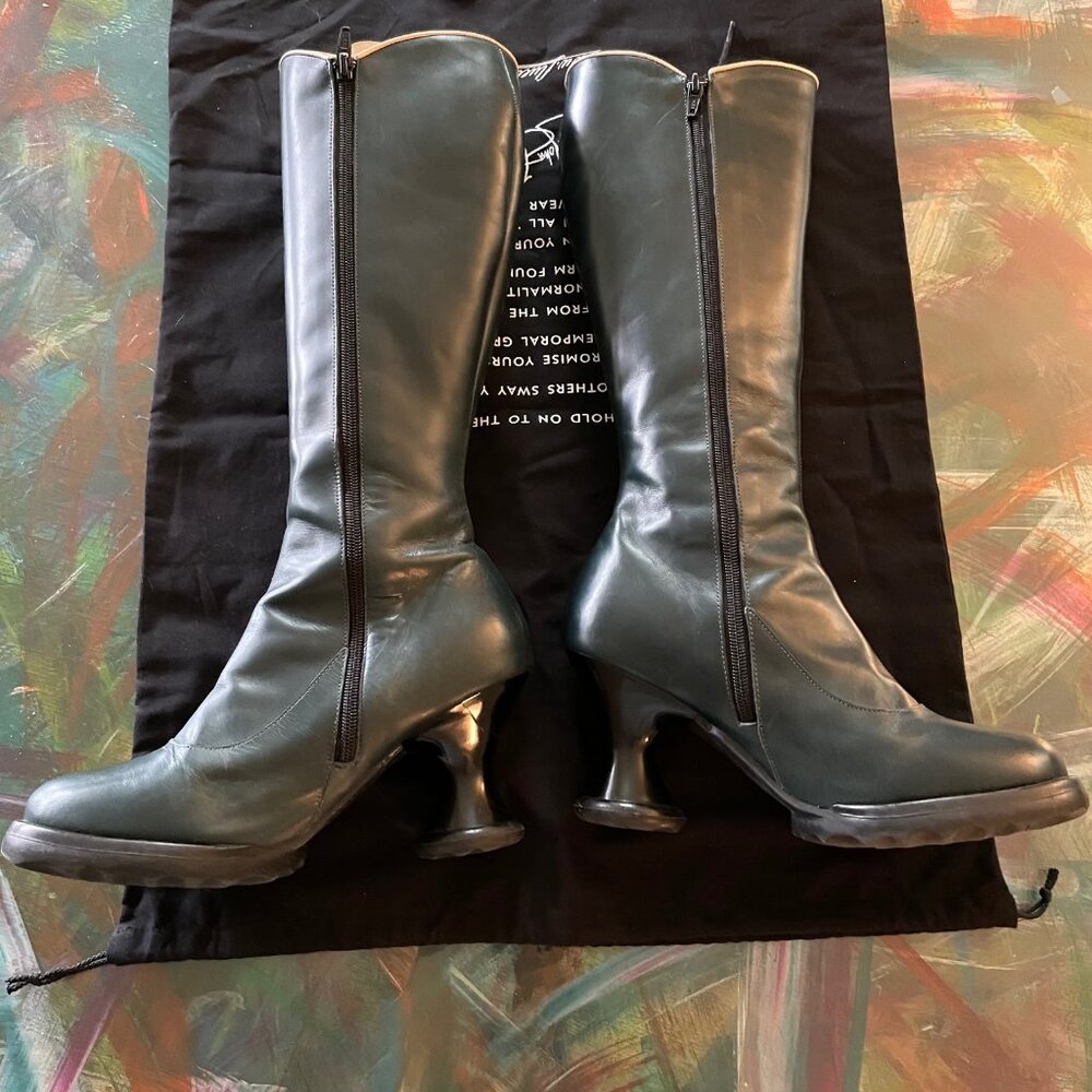 Fluevog Mini Sugar Knee High Lace Up Boot Size 6.5 Blue Leather Corset Goth RARE - Picture 8 of 16